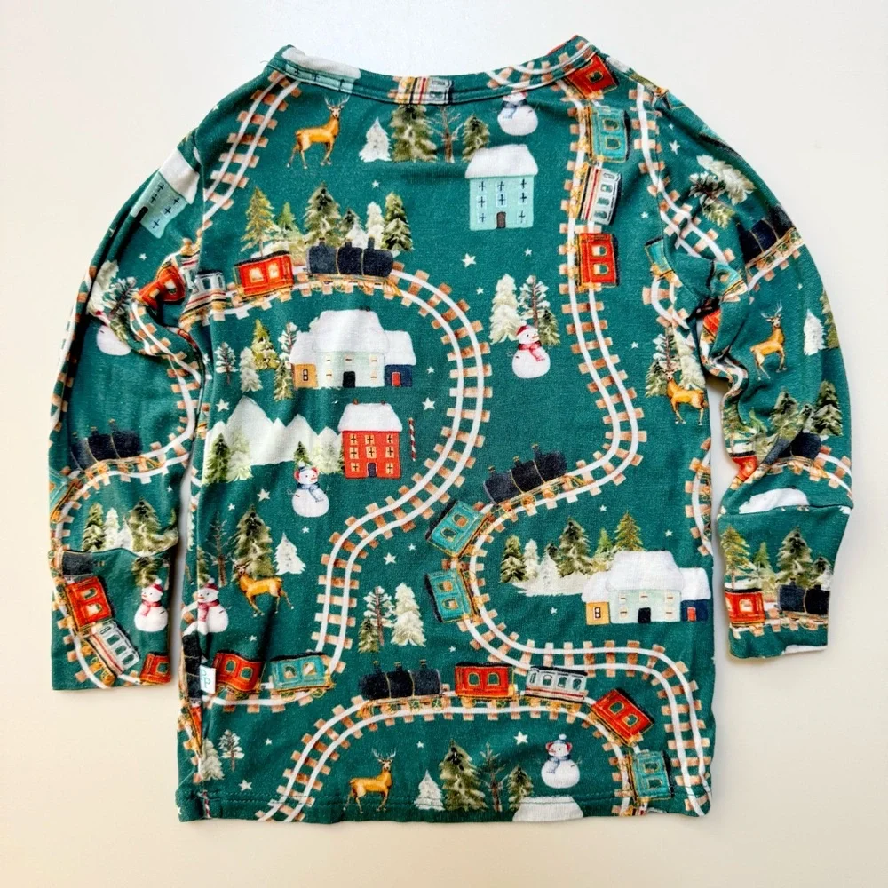 Posh Peanut Bamboo Wyatt Snowman Holiday Train Pajamas, Size 12-18m